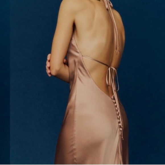 reformation Jeany Silk Dress CROISSANT size L C0 - Picture 4 of 10